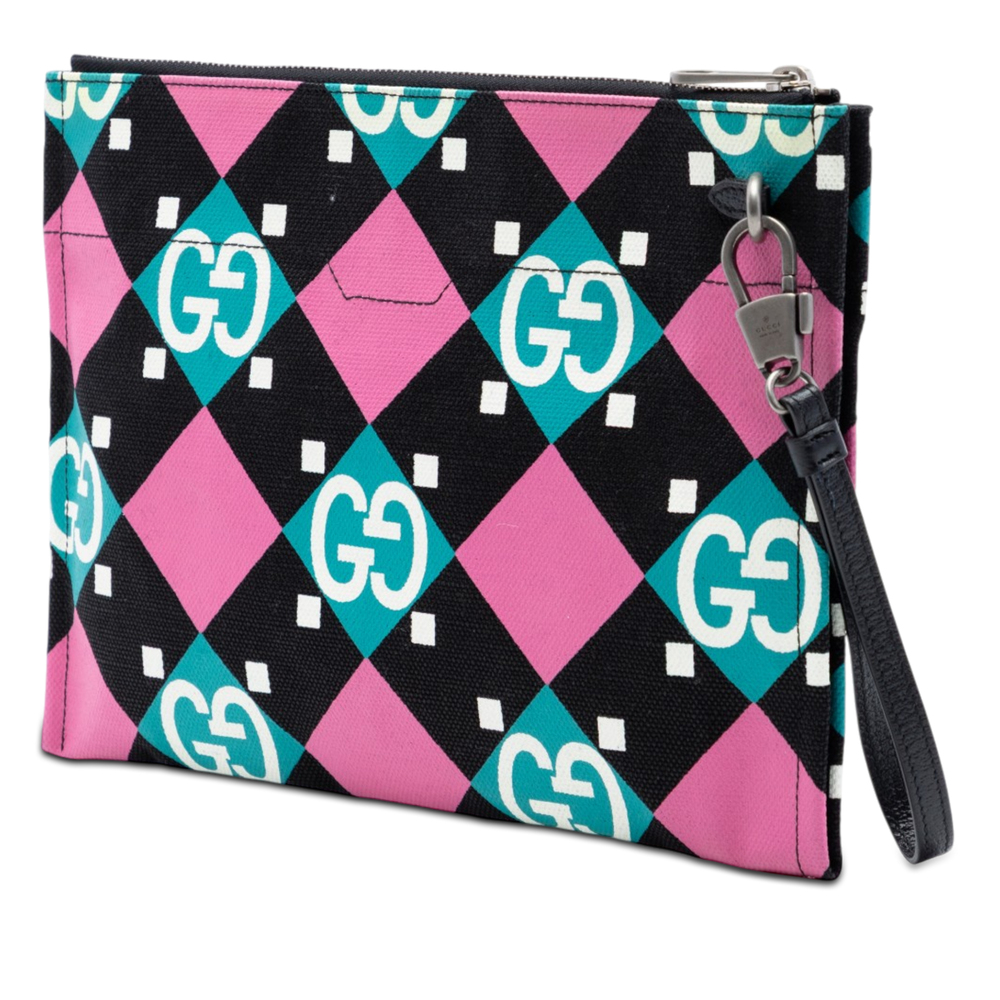 Pre-Loved Gucci Jumbo GG Canvas Geometric Print Clutch - Picture 2 of 8